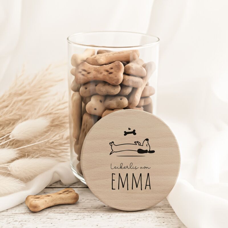 Personalisiertes Vorratsglas für Hunde "Hund träumt"