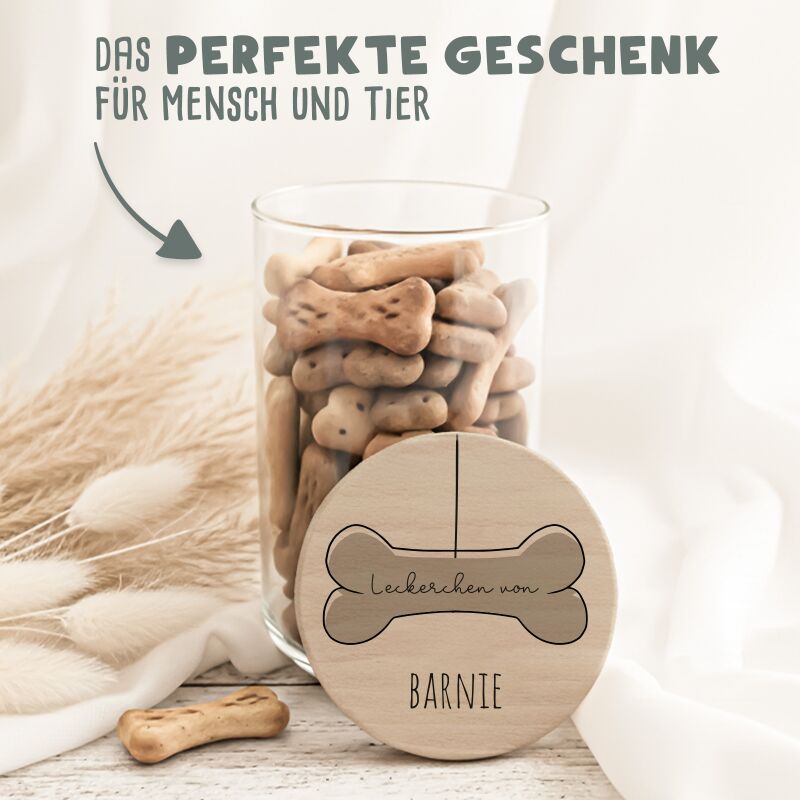 Personalisiertes Vorratsglas für Hunde "Hundeknochen bunt"