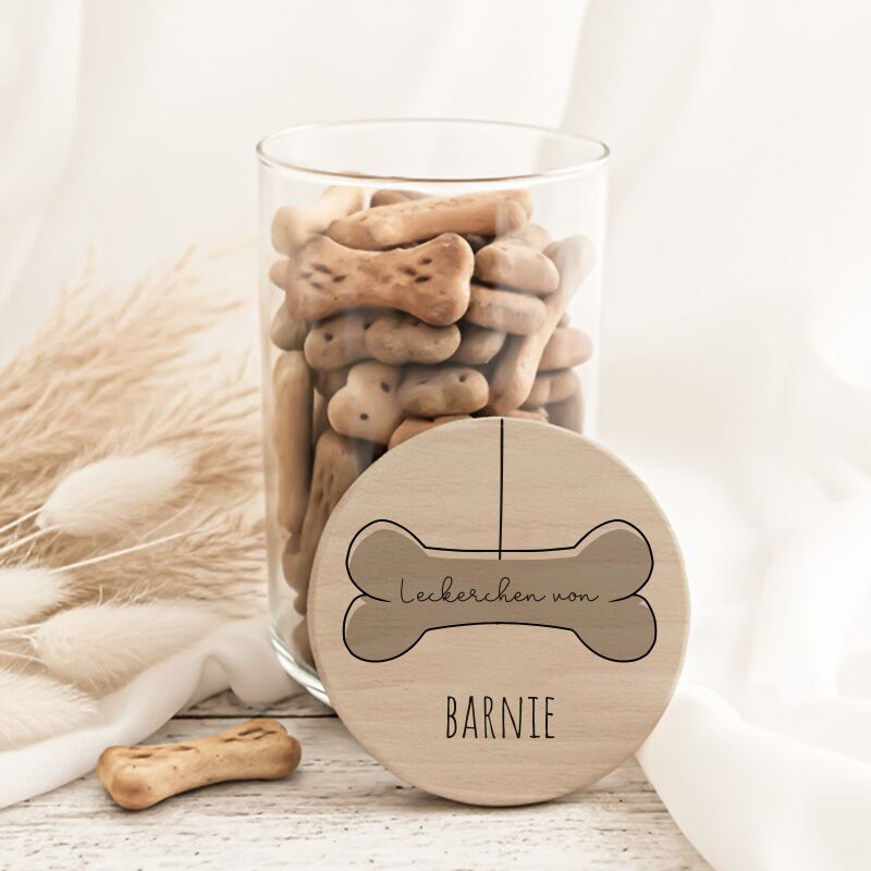 Personalisiertes Vorratsglas für Hunde "Hundeknochen bunt"