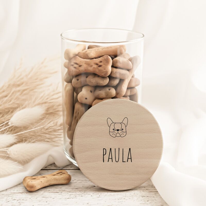 Personalisiertes Vorratsglas für Hunde "Hundeköpfe Comic"