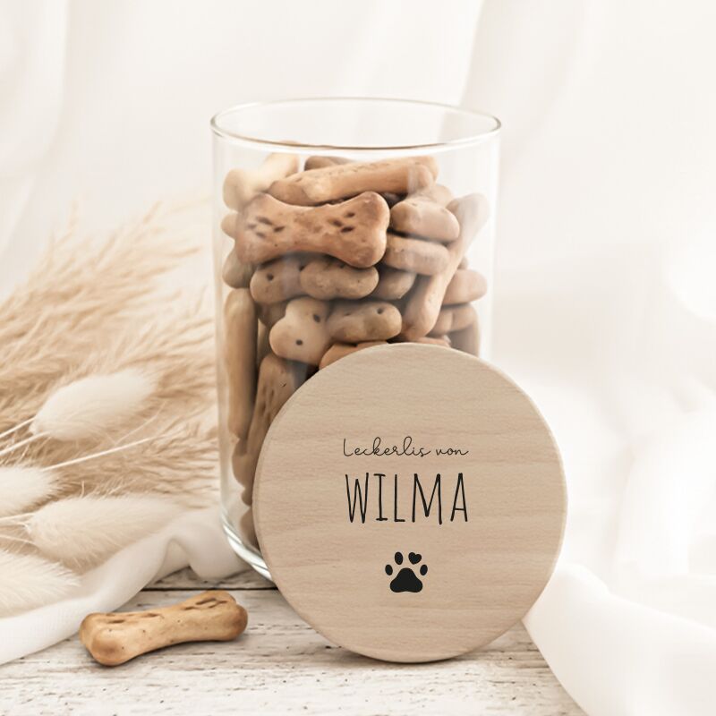 Personalisiertes Vorratsglas für Hunde "Hundepfote"