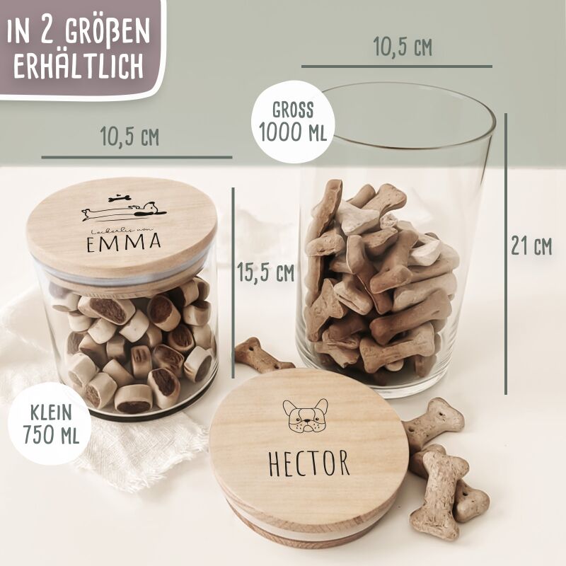 Personalisiertes Vorratsglas für Hunde "Woof"