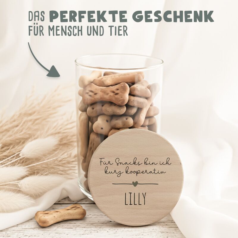 Personalisiertes Vorratsglas für Katzen "kurz kooperativ"