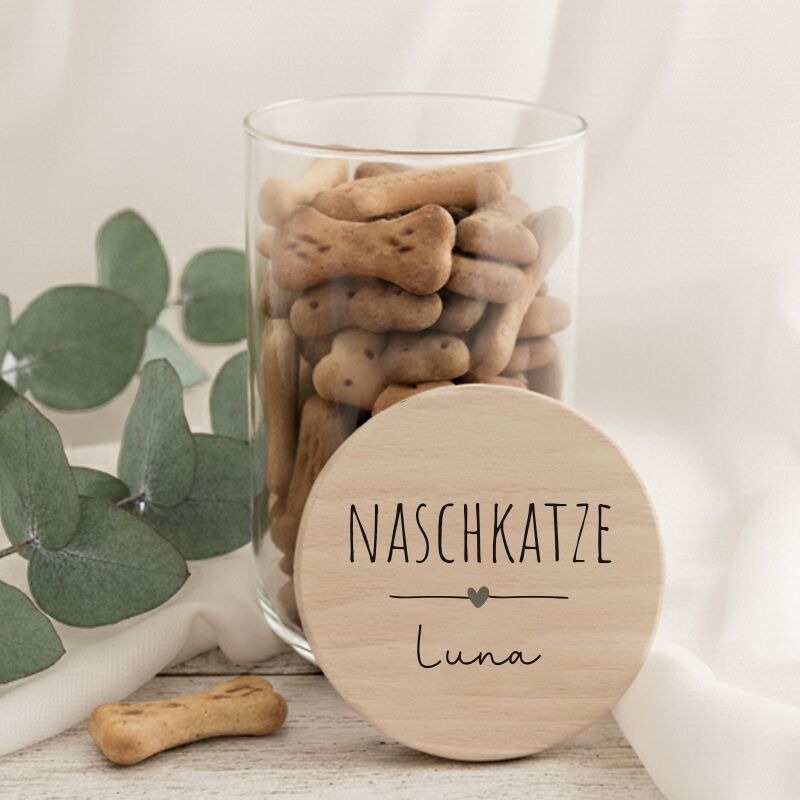 Personalisiertes Vorratsglas für Katzen "Naschkatze"
