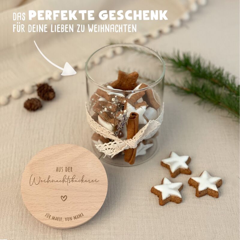 Personalisiertes Vorratsglas Gravur "Weihnachtsbäckerei"
