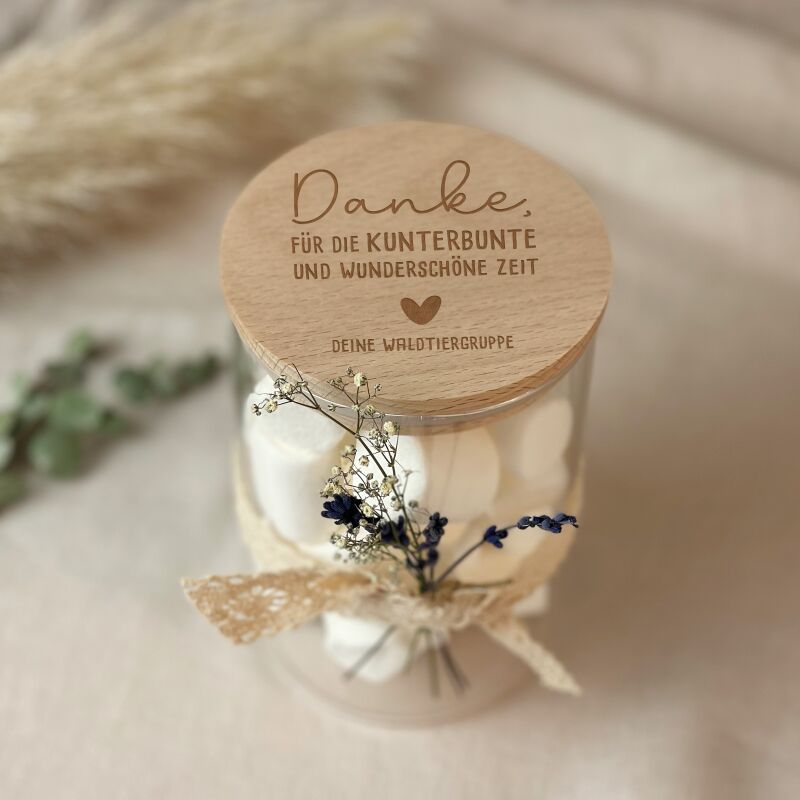 Personalisiertes Vorratsglas "Kunterbunt" Abschiedsgeschenk Lehrer/in und Erzieher/in