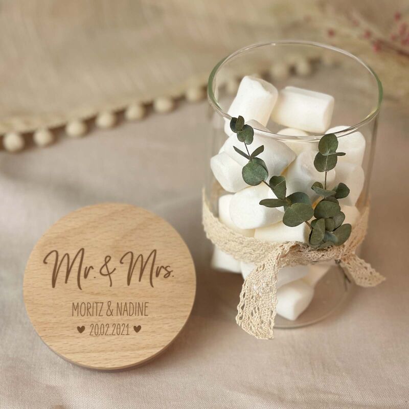 Personalisiertes Vorratsglas "Mr. & Mrs."-Gravur Hochzeitsgeschenk