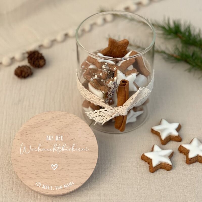 Personalisiertes Vorratsglas Weißdruck "Weihnachtsbäckerei"
