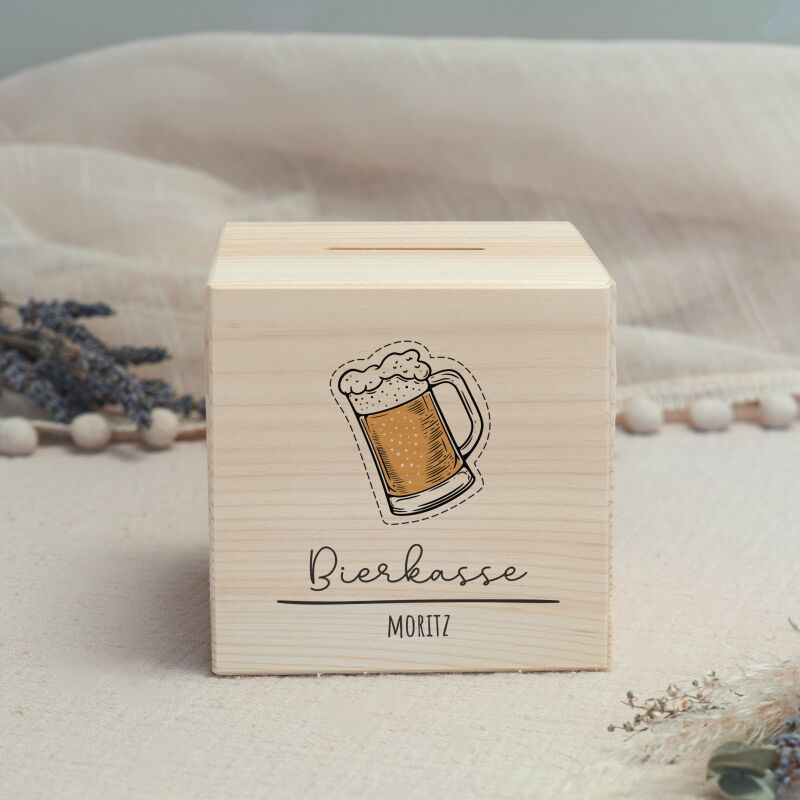 Spardose Würfel "Bierkasse"