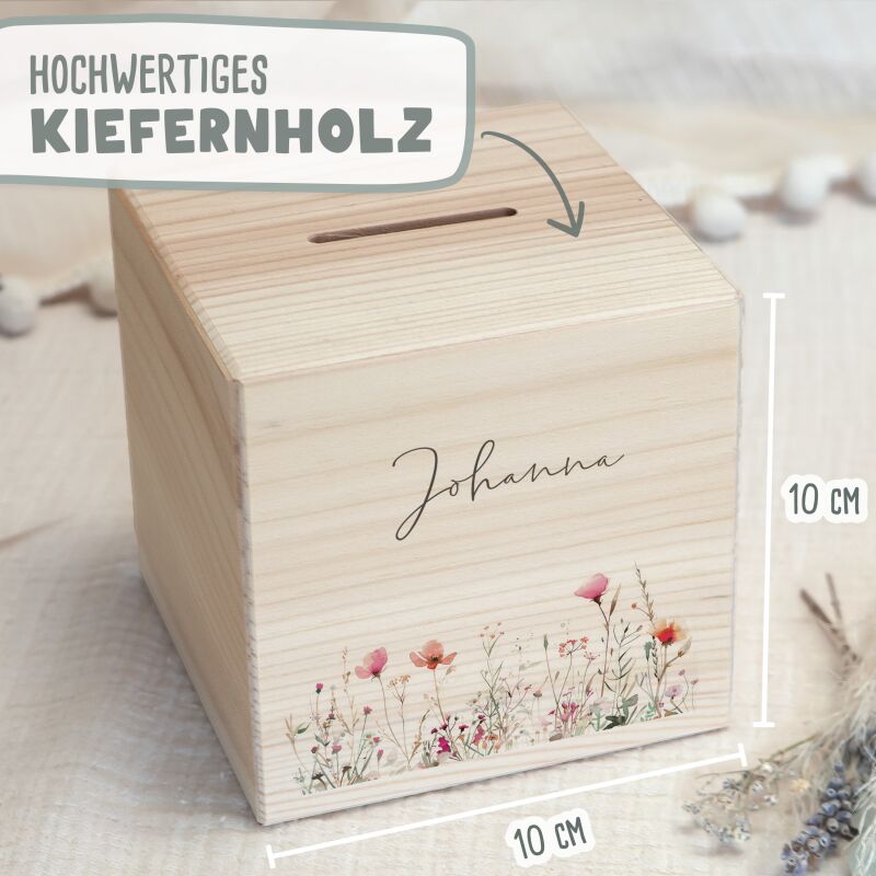 Spardose Würfel "Blumenwiese"