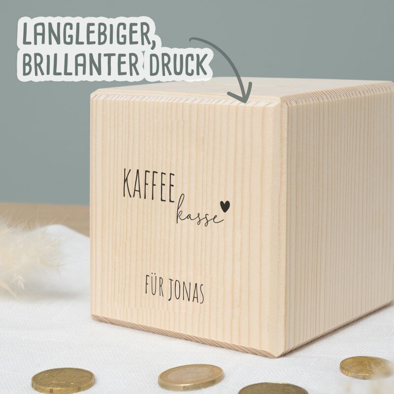Spardose Würfel "Kaffeekasse Grafisch"