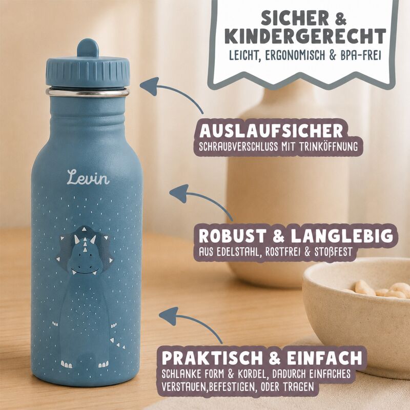 Trixie Trinkflasche personalisiert „Triceratops“