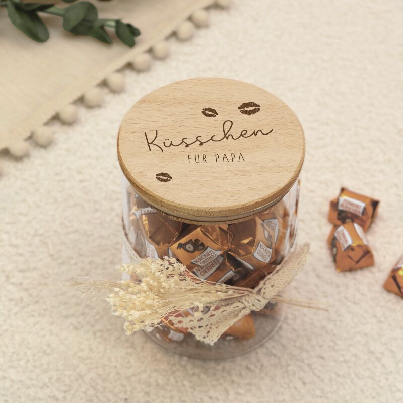 Vorratsglas „Küsschen für Papa“ Gravur - Vatertagsgeschenk