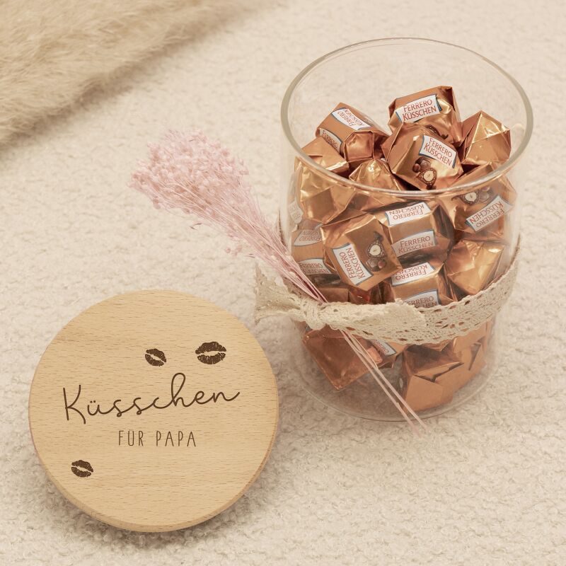 Vorratsglas „Küsschen für Papa“ Gravur - Vatertagsgeschenk