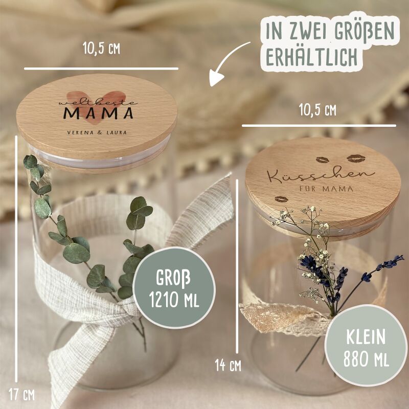 Vorratsglas „Küsschen für Papa“ Gravur - Vatertagsgeschenk