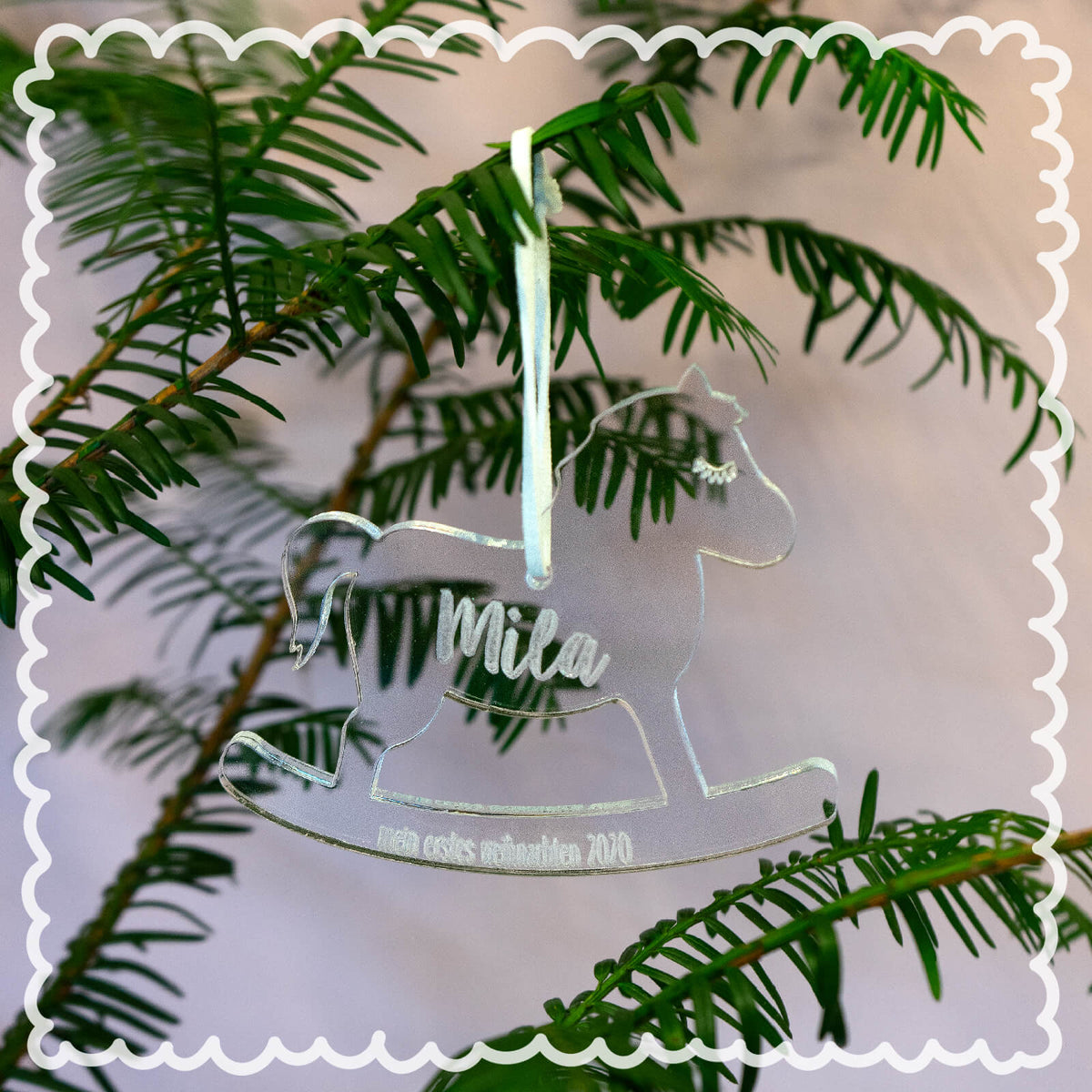 Weihnachtskugel Set „Crystal“ mit Deinen Wunschnamen personalisiert Gravur