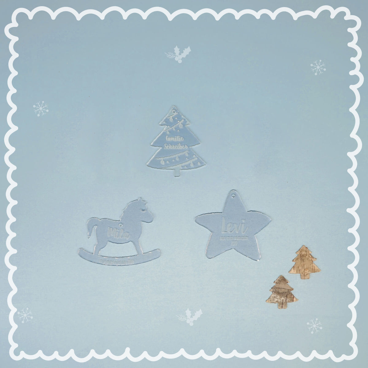 Weihnachtskugel Set „Crystal“ mit Deinen Wunschnamen personalisiert Gravur