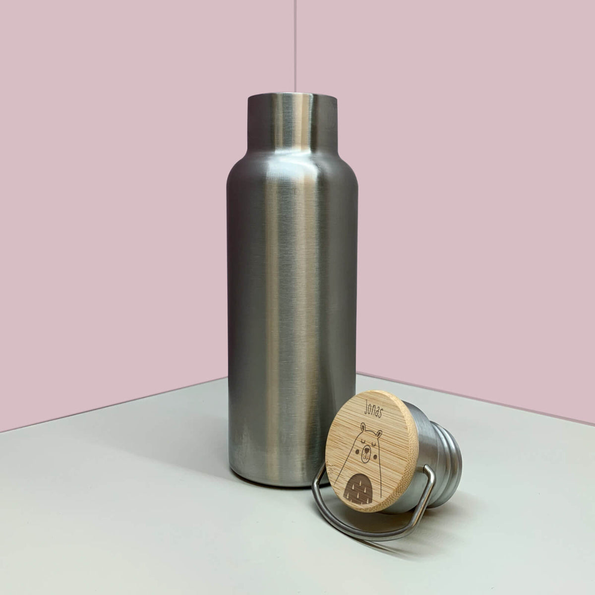Trinkflasche Bambusdeckel "Bär" 500ml