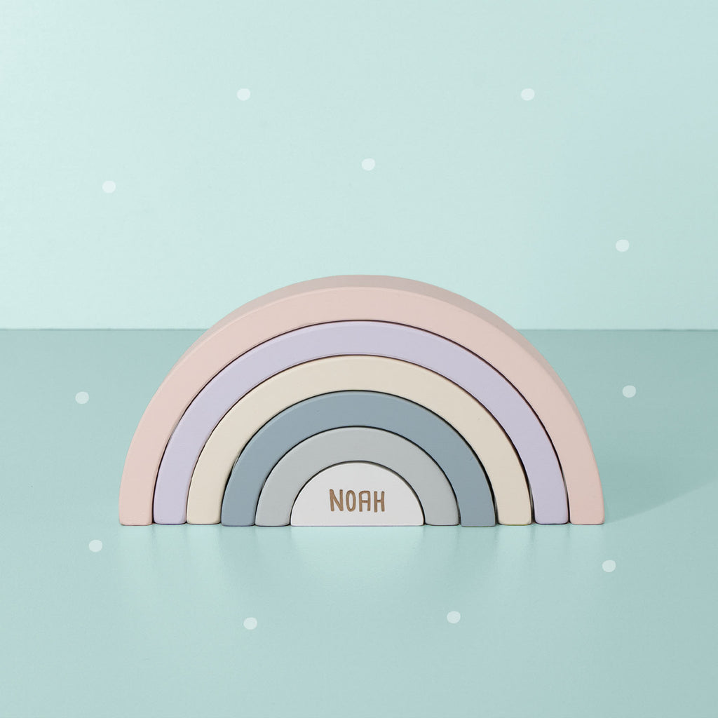 Personalisierter Holz Regenbogen Holzspielzeug Motorikspielzeug für Kinder