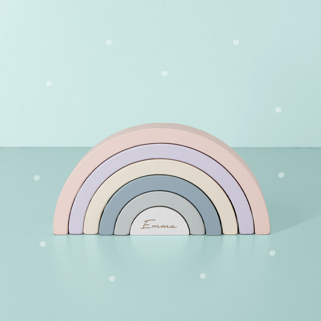 Personalisierter Holz Regenbogen Holzspielzeug Motorikspielzeug für Kinder