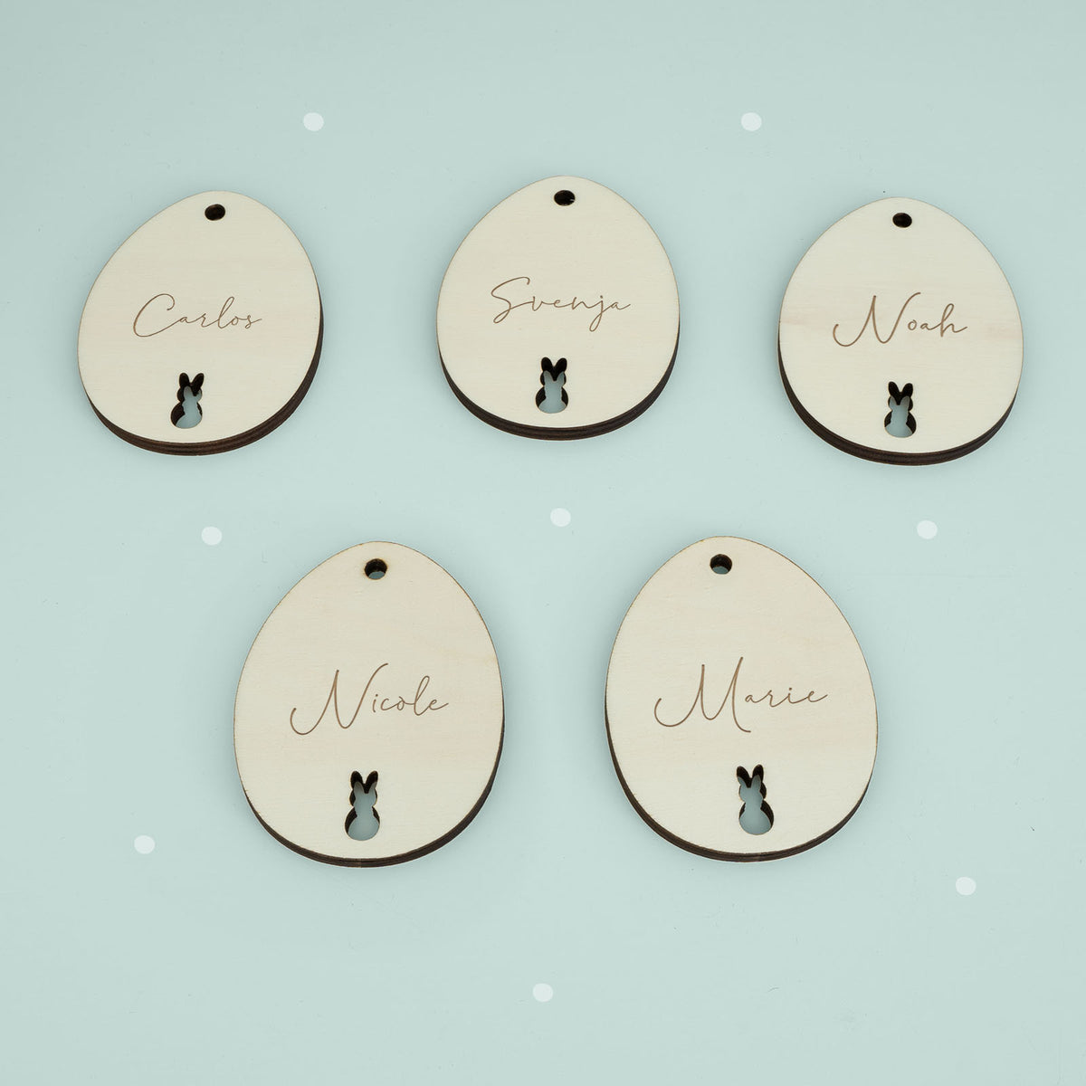 Anhänger 5er Set personalisiert – Osterdeko – Osterschmuck „Osterei“ Laser