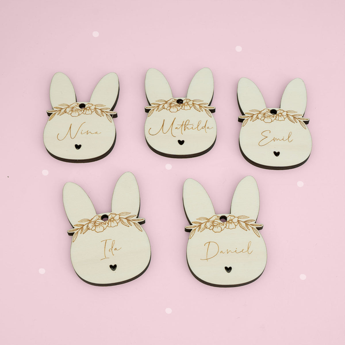 Anhänger 5er Set personalisiert – Dekoration für Ostern „Osterhase“ Laser