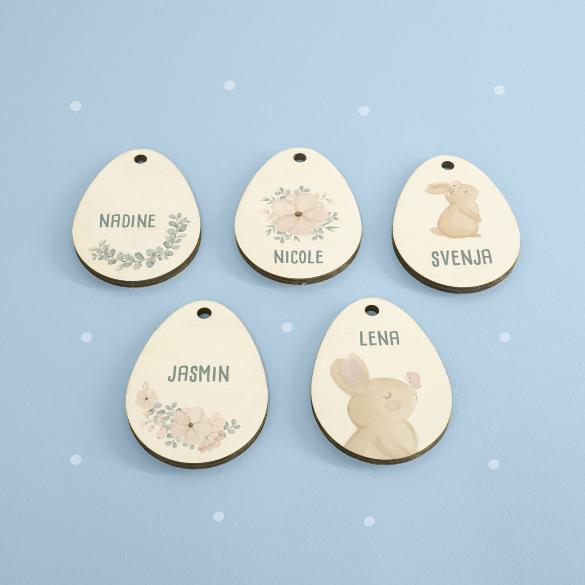 Anhänger 5er Set – Dekoration für Ostern „Osterei – “ personalisiert Aquarell-Druck