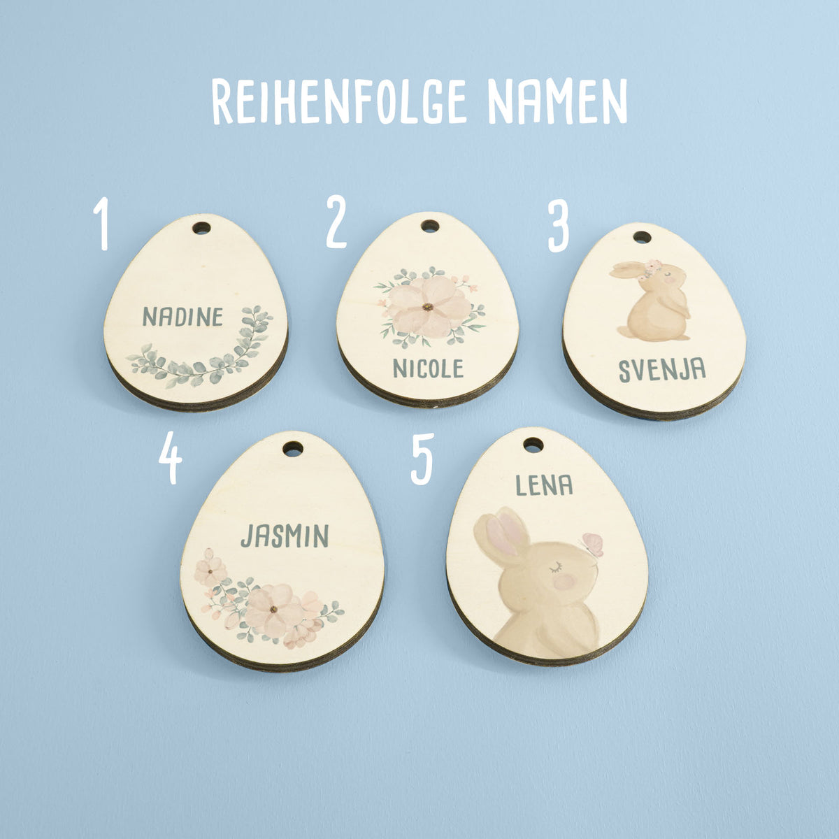 Anhänger 5er Set – Dekoration für Ostern „Osterei – “ personalisiert Aquarell-Druck