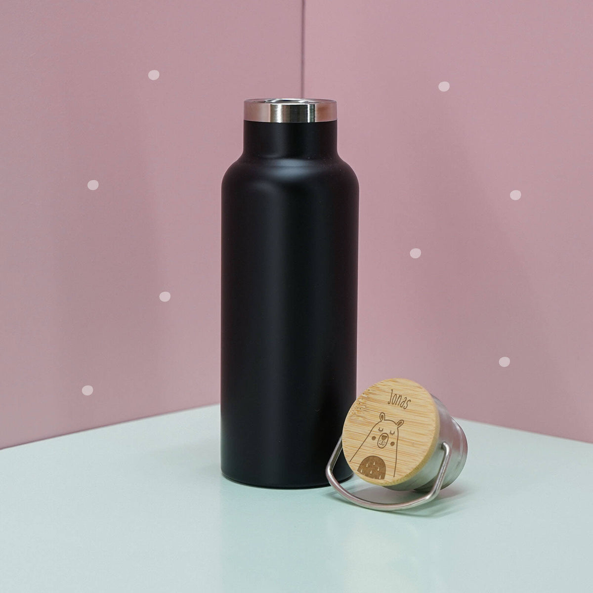 Trinkflasche Bambusdeckel "Bär" 500ml
