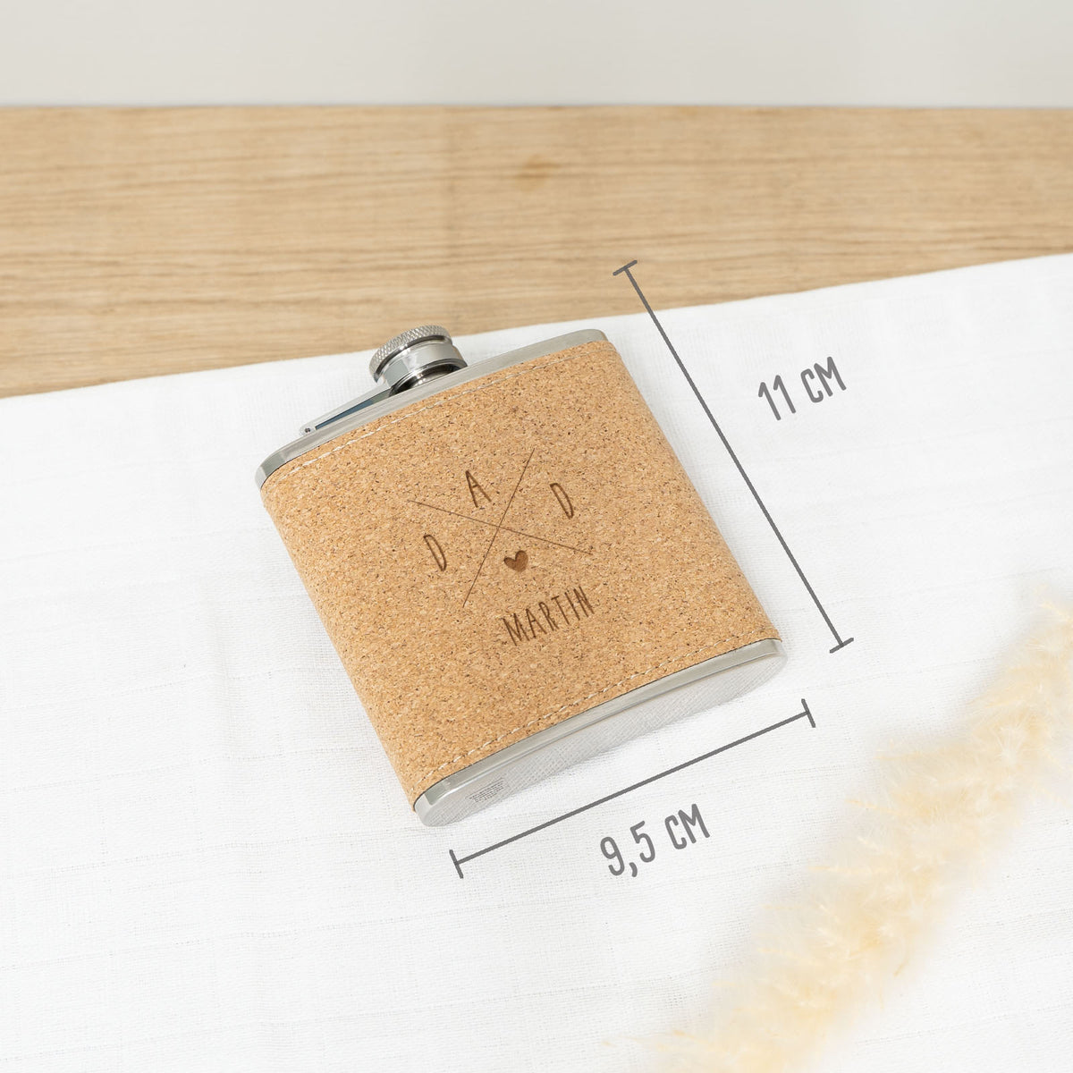 Personalisierter Flachmann Kork als Geschenk für Vater