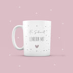 Keramik-Tasse „Lehrer & Lehrerin mit Herzen“ personalisiert Sublimation
