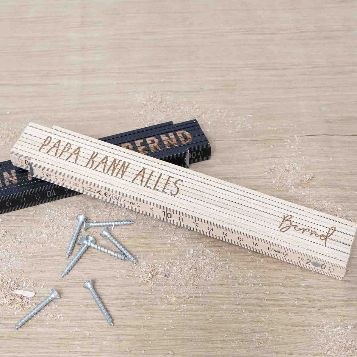 Zollstock "Papa kann alles" natur - Geschenk zum Vatertag