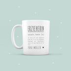 Keramik-Tasse „Erzieher & Erzieherin Definition“ personalisiert Sublimation