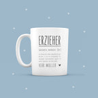 Keramik-Tasse „Erzieher & Erzieherin Definition“ personalisiert Sublimation