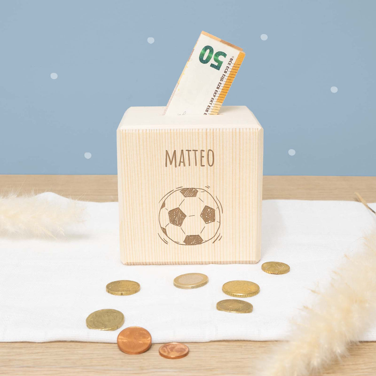 Spardose „Fußball“ personalisiert Gravur