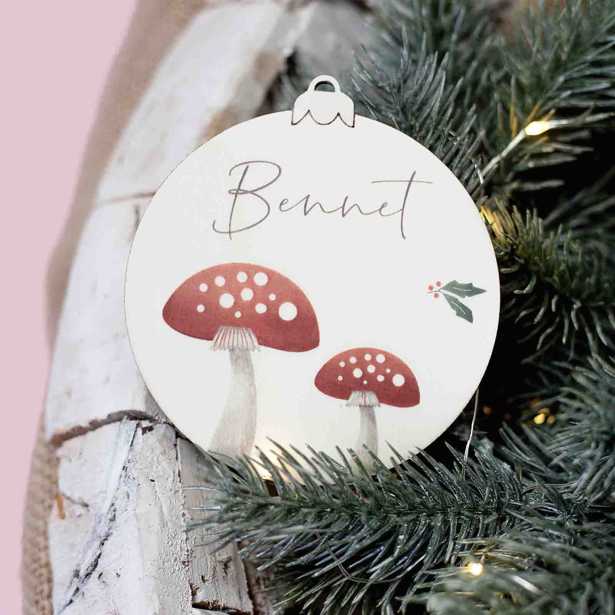 Personalisierte Weihnachtskugel Aquarell "Pilz"