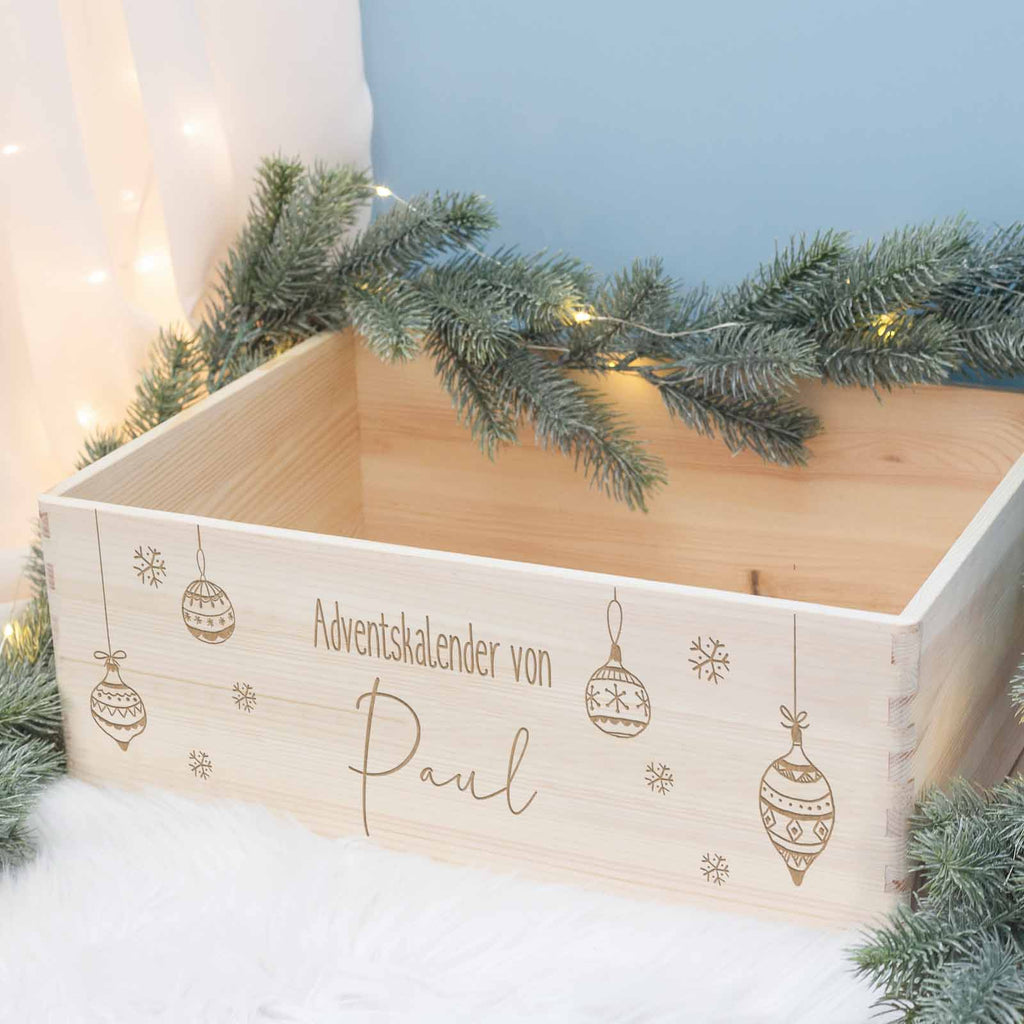 Adventskiste "Weihnachtskugeln", Adventskalender zum Befüllen