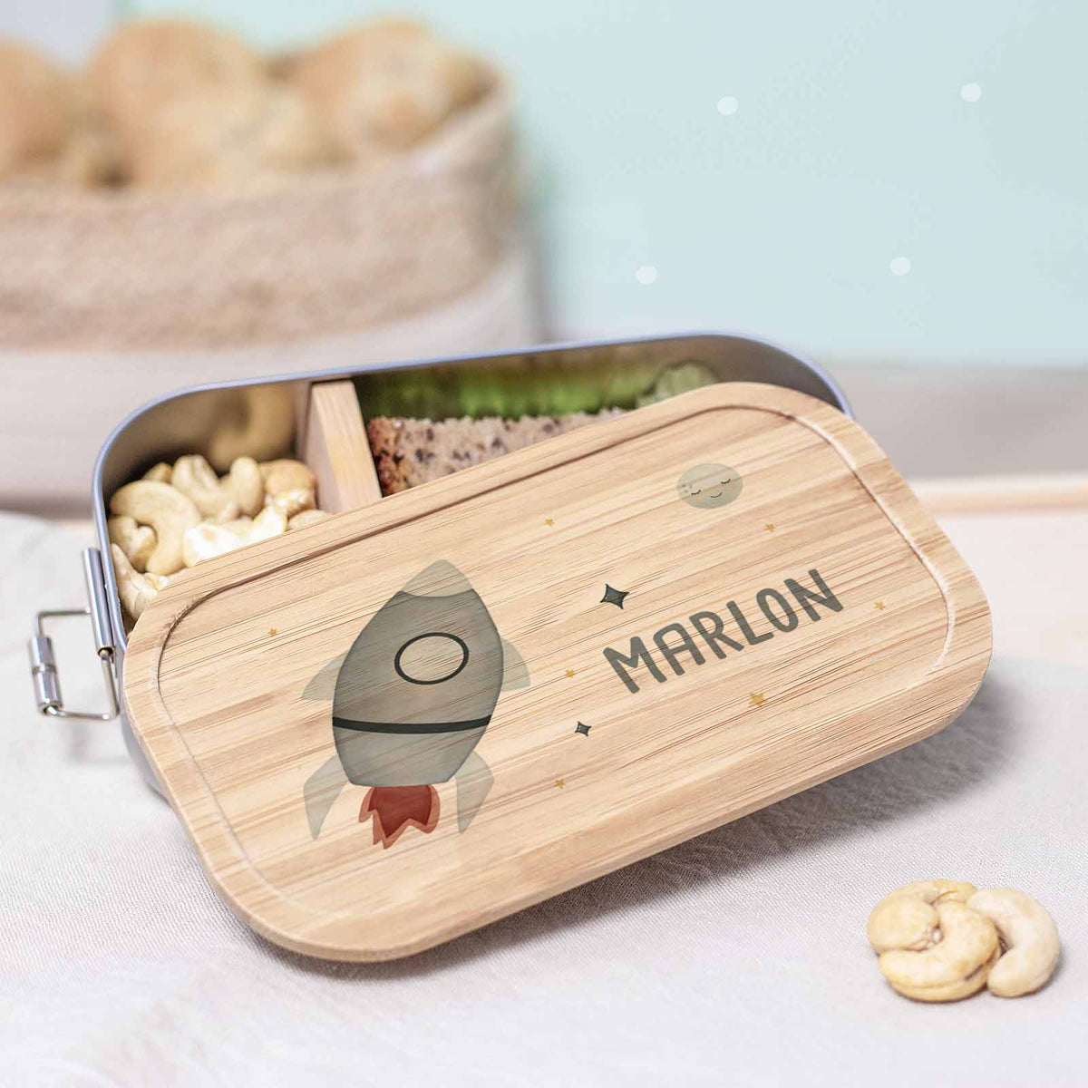 Lunchbox & Trinkflasche Set "Rakete" bunt bedruckt