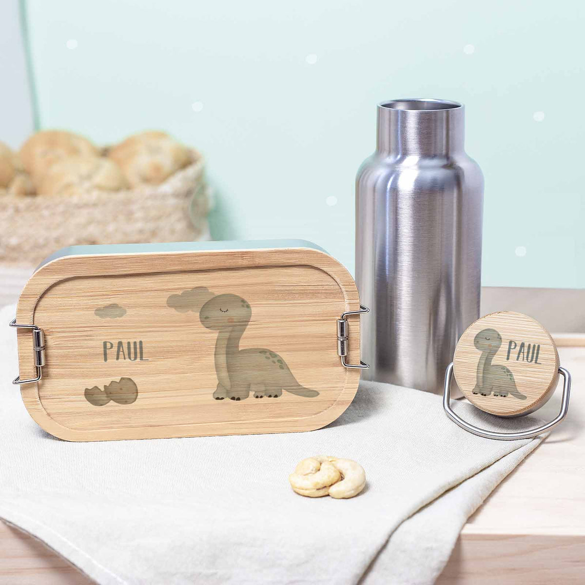 Lunchbox & Trinkflasche Set "Dino" bunt bedruckt