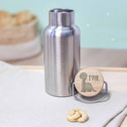 Trinkflasche "Dino" mit bunt bedrucktem Bambusdeckel 500ml