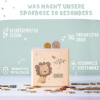 Spardose Würfel "Löwe" bunt bedruckt