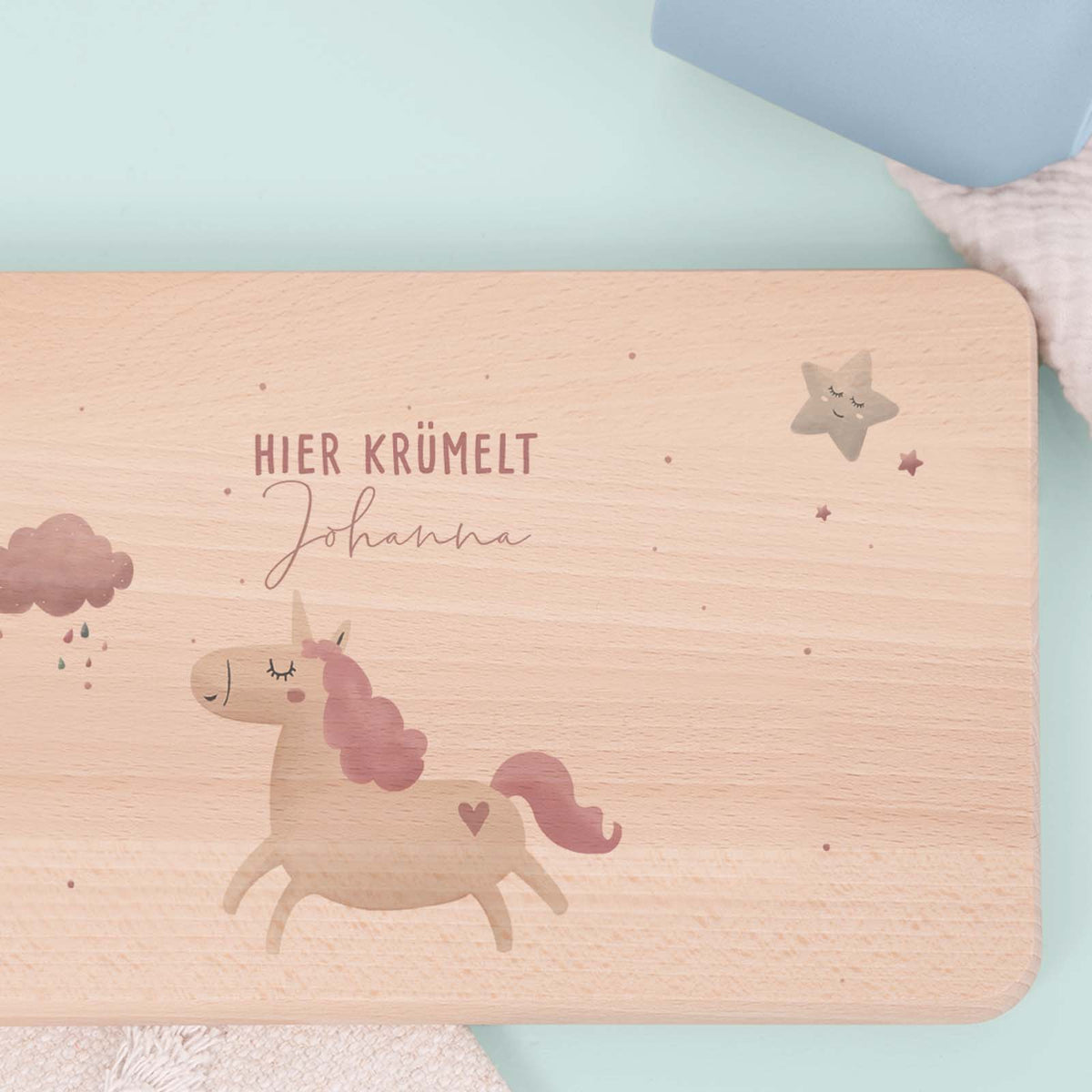 Frühstücksbrettchen Aquarell Einhorn Buche