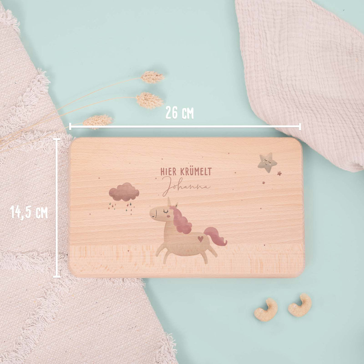 Frühstücksbrettchen Aquarell Einhorn Buche