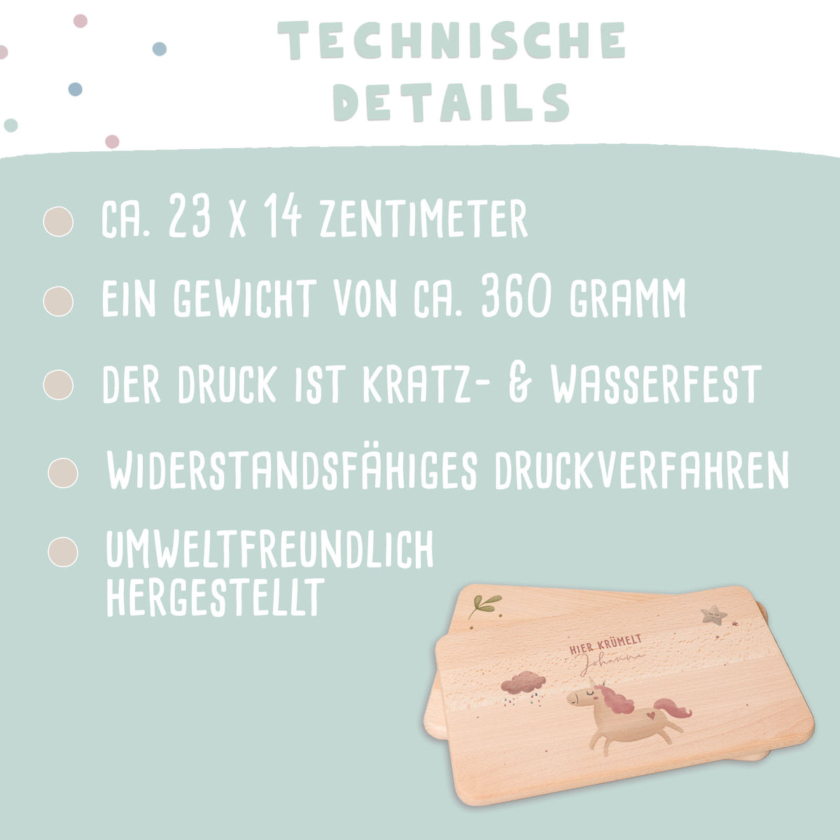 Frühstücksbrettchen Aquarell Einhorn Buche
