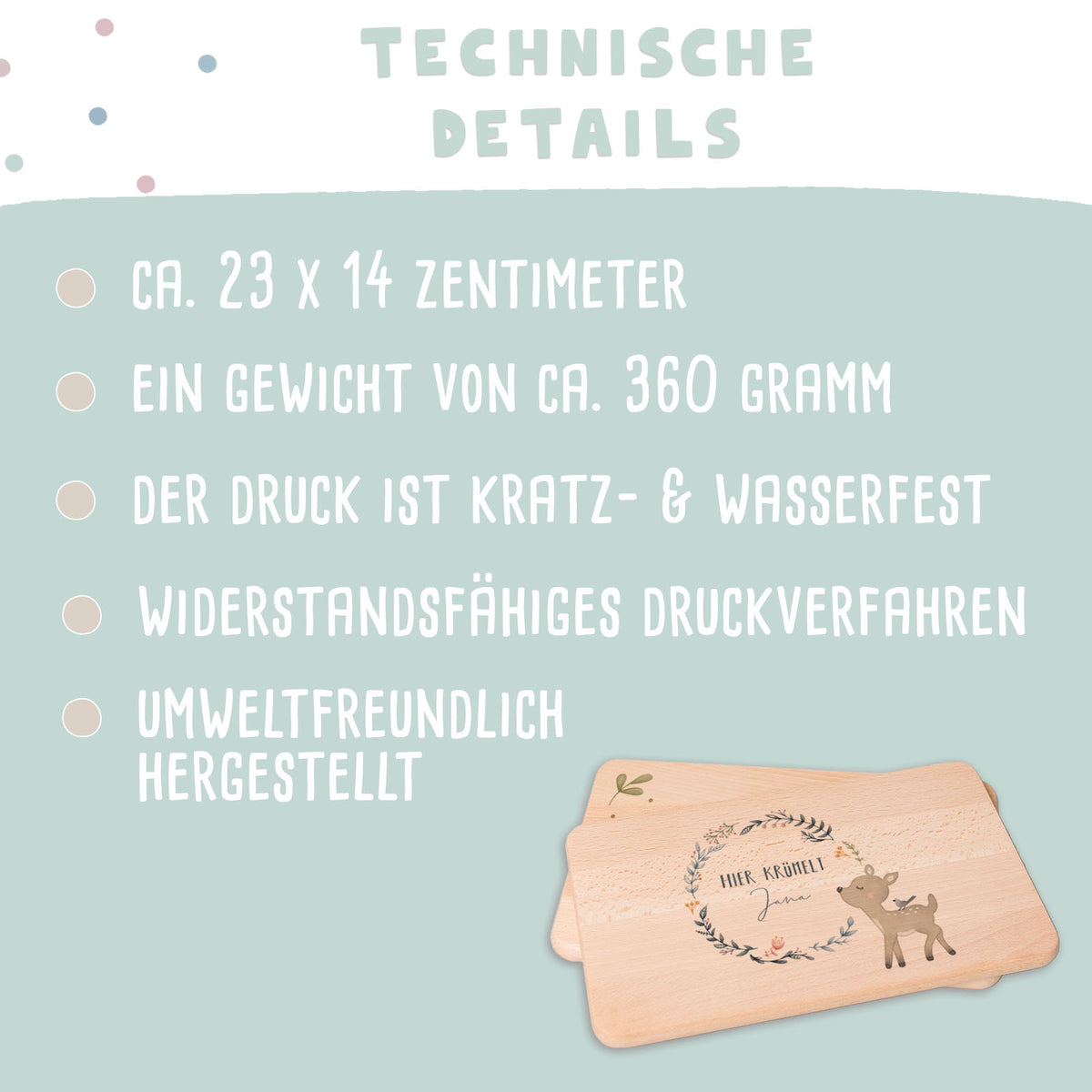 Frühstücksbrettchen Aquarell Reh Buche
