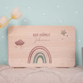 Frühstücksbrettchen Aquarell Regenbogen Rosa Buche