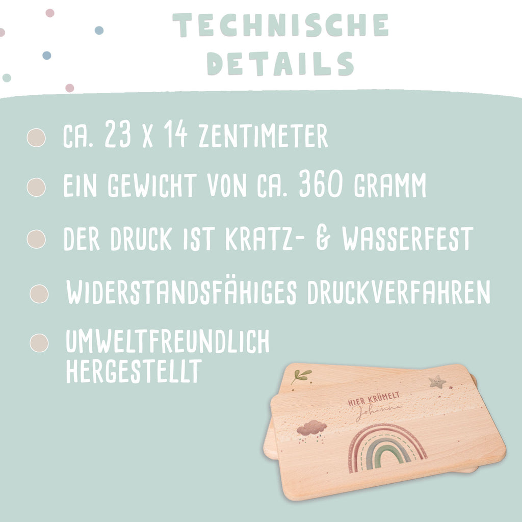 Frühstücksbrettchen Aquarell Regenbogen Rosa Buche