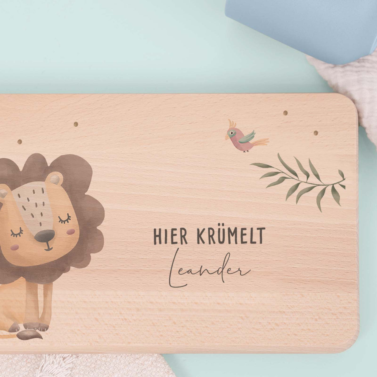 Frühstücksbrettchen Aquarell Löwe Buche