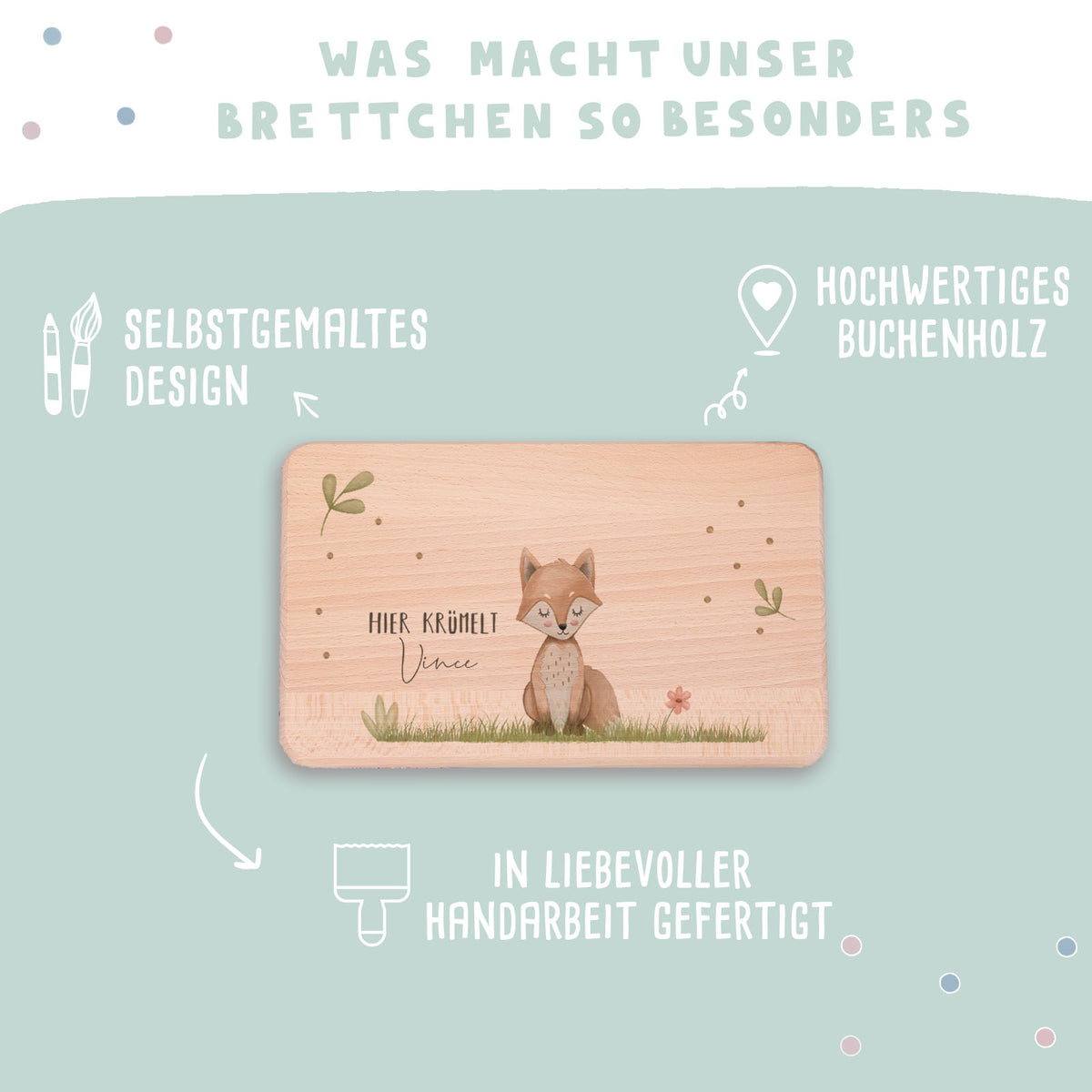 Frühstücksbrettchen Aquarell Fuchs Buche