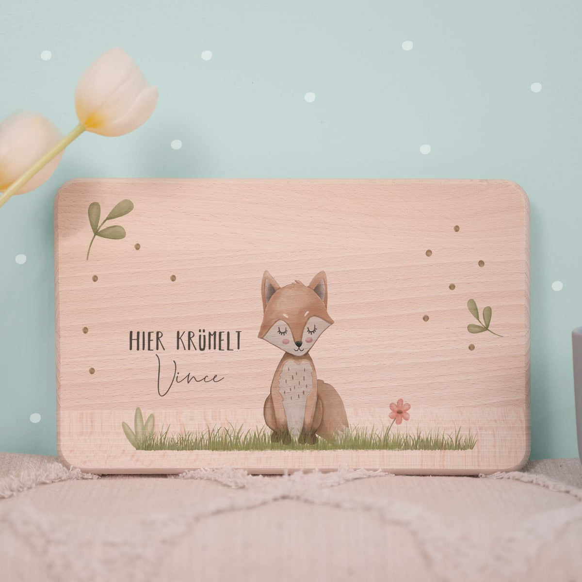Frühstücksbrettchen Aquarell Fuchs Buche